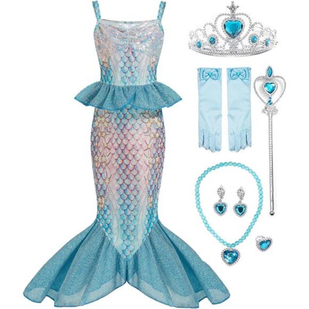 Princess Dress Up Little Girls Mermaid Costume Toddler Mermaid Dress Halloween